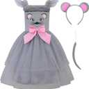 ReliBeauty Mouse Costume Kids Halloween Animal Dress Toddler Mouse Outfit with Handband and Tail (3T/100) Toddler