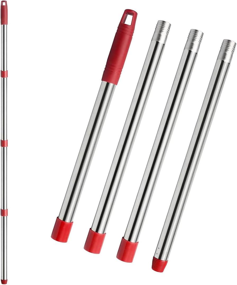 4-Section Spin Mop Replacement Handle- 2.5-5 Foot Mop Handle Replacement Stick Only Compatible with O Cedar EasyWring Spin Mop Base (Mop Head Not Included)