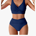Fanuerg Women High Waisted Bikini Sets V Neck Cross Twist Front Two Piece Swimsuit Tummy Control Bathing Suit
Size -M
