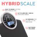 Adamson Hybrid 2-in-1 Analog & Digital Weighing Scale for Body Weight up to 400lbs - Thick Tempered Glass - Extra Large Display - Easy to Read Digital Bathroom Scale - New Version - Black Matrix