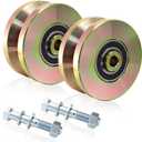 Goaste 2 Pack 4" Solid Slide V Groove Wheels, Heavy Duty Sliding Gate Casters, 1-3/4" Width Rolling Gate Wheels with Screw & Double Bearings for Industrial Machines Rail, Load Capacity 1000 Lbs