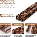 Premium Acrylic Mahjong Racks with Magnetic Pushers Set of 4, 20 inch Scalloped Mahjong Racks, Include Storage Bags, Tortoise Shell Amber