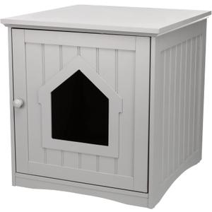 TRIXIE Small Litter Box Enclosure - Indoor Furniture for Cats - Use to Cover Litter - Add a Bed for a Retreat - Gray
