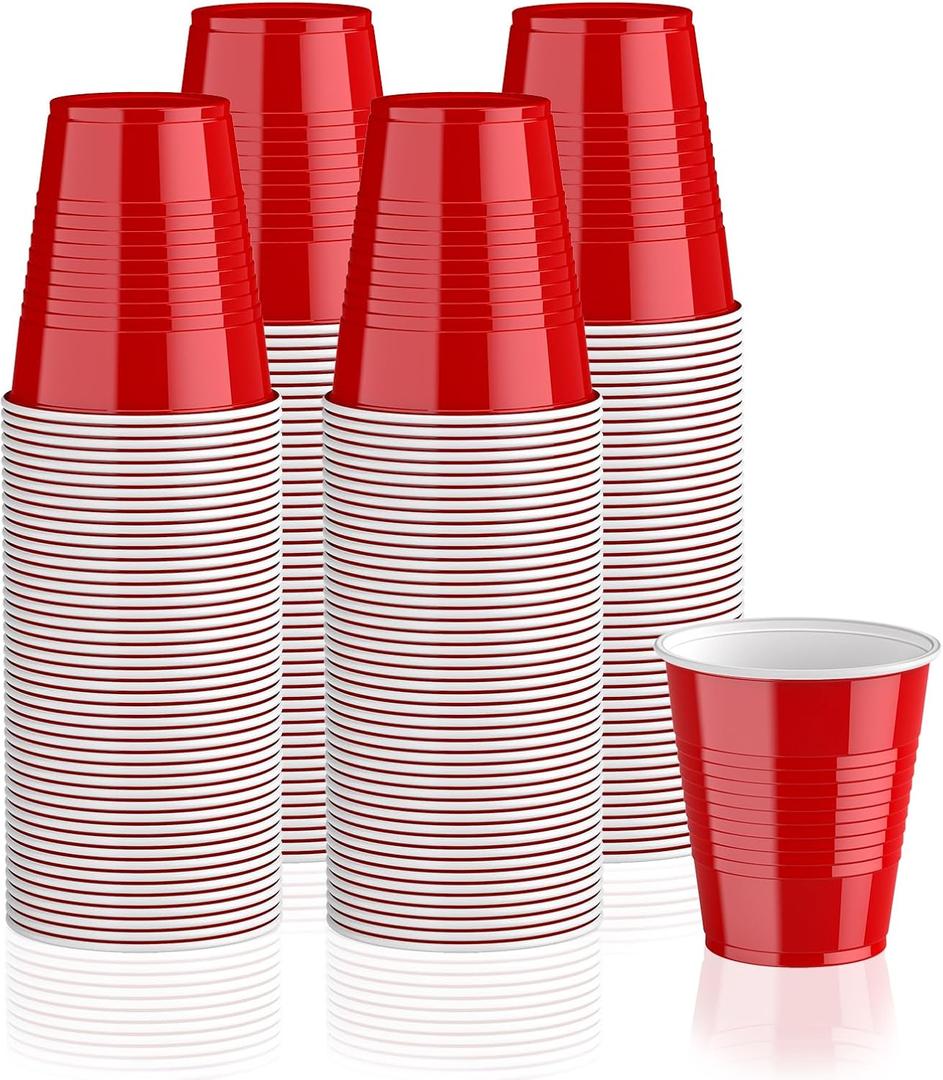 Lilymicky 240 Pack 12 oz Disposable Plastic Cups, Red Party Plastic Cups for Parties, Picnics and BBQ, 12 oz - 240 ct