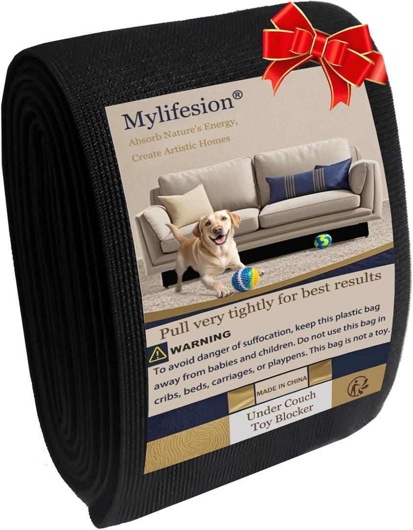 Under Couch Blocker, Under Fuirniture Toy Blockers, Adjustable Elastic Strap Barrier to Prevent Toys and Debris from Getting Stuck Under Furniture and Sofa, for Straight Couch(5Inch x 10.25Ft)