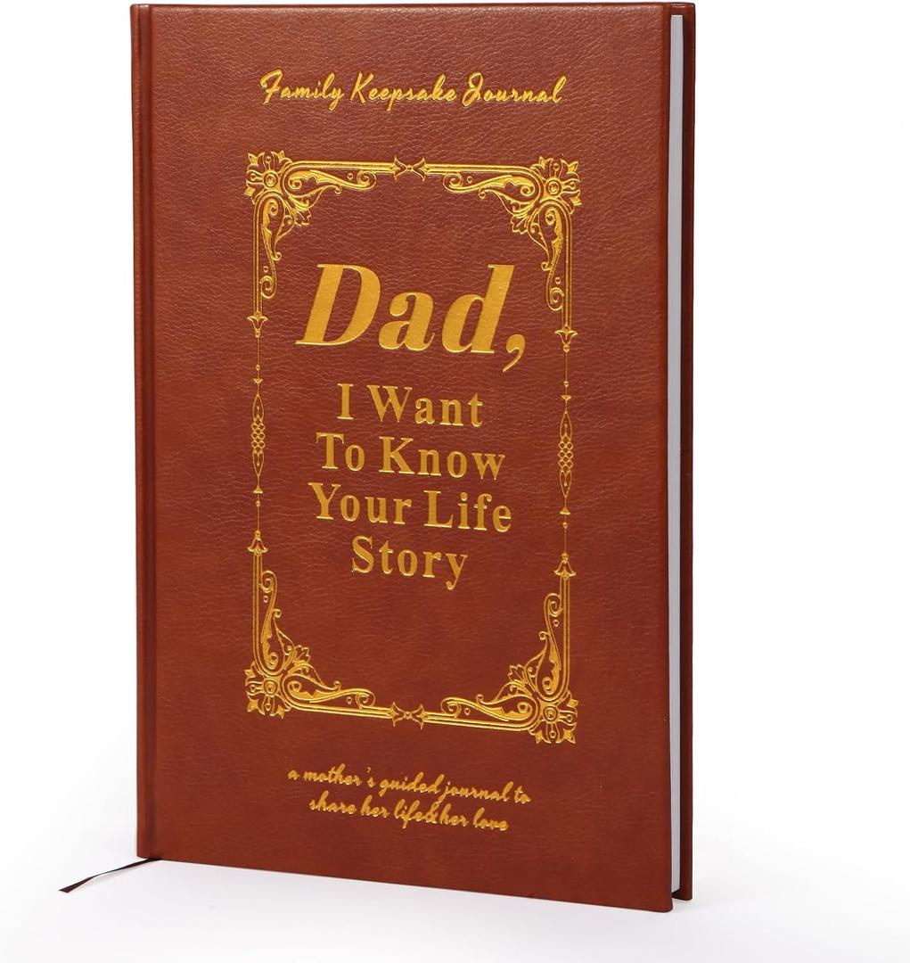 2 x Dad,I Want to Know Your Life Story, A Fathers Guided Journal Meaningful Fathers Journal for Dad Great Gift for Mom Birthday,Wrapped Hardback, Ribbon Bookmark. (Dad,Brown)