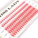 Colored Faux Mink Lash Clusters, 3D Volume 20D Curl C, Thickness 0.10mm, Length 8-16mm Mixed Tray, 100 PCS Red Eyelash Clusters, DIY Individual Lash Extensions
