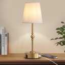 Cordless Rechargeable LED Table Lamp with Dimmer,Nightstand Lamp with USB Port,Antique Brass Portables Outdoor Lamp, Battery Operated Lamp for Patio Bedroom Bedside Balcony Camping Bar RV