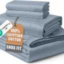 100% Egyptian Cotton King Size Sheets- Naturally Breathable & Durable Winter Comfort, Ultra-Soft Hotel Comfort with 15" Deep Pocket King Sheet Set, Silky Sateen Weave Luxury You Can Feel- French Blue