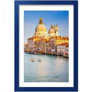 wyooxoo 13x19 Picture Frame Made of Solid Wood Photo Frames Display Pictures 11x17 with Mat or 13x19 Without Mat Colorful Frame For Wall or Tabletop Display,Dark blue