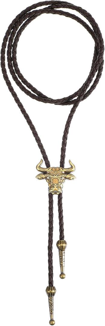Teaaha 1PCS Bolo Tie Western Cowboy Bolo Ties Necklace Jewelry Sparkly Retro Cowgirl Rhinestone Handmade Leather Necktie Cowboy Banquet Birthday Anniver Gift for Men Women