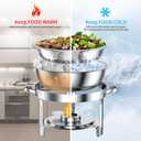 Chafing Dishes for Buffet Set: 100% Pre-Installed Chafers for Catering - Round Chafing Dish Buffet Set with Lids | Chafers and Buffet Warmers Sets | Serving Food Warmer | Chafers Servers Sets