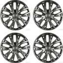 16 Inch Hubcaps with Adjustable Steel Retention Rings, Premium ABS Universal Fit, Set of 4 Wheel Covers (Gunmetal Grey)