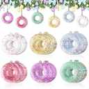 Kathfly 24 Pcs Candy Christmas Ornaments Candyland Pastel Wooden Donut Ornament Pastel Hanging Pendant Macaron Color Dessert Tree Decoration for Christmas Tree New Year Easter Birthday Party Supplies