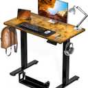 Kingant Standing Desk Height Adjustable Small Electric Stand Up Desks [35 x 20 Inch] - Ergonomic Sit Stand Desk Rising Desks for Home Office Computer Desk Stand Desk Workstation with Cable Management (35" x 20", Rustic Brown)