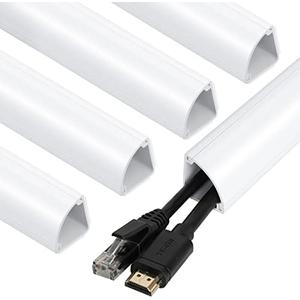 Corner Cable Concealer, 85-inch Cord Cover, Large Capacity Corner Duct, Paintable Cable Management Channel for Floor Baseboard, Ceiling, Wall - 5 X L 17in (8 Pack)