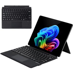 Microsoft Surface Pro Keyboard for 11/10/9/8/X, 13" Ultra-Thin Detachable Bluetooth Type Cover with 7-Color Backlit, Multi-Touch Trackpad & Pen Holder (Black)