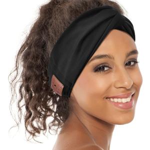 Bluetooth Headband Headphones for Women, Wireless Headband Headphones with HD Speakers, Fashion Black Head Band with Knotted/Twist Design for Yoga, Workout, Running, Sports, Fitness (Black)