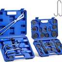 Orion Motor Tech Brake Caliper Compression Tools, 2-in-1 32pc Disc & Drum Brake Service Tool Set with 18 Blackened Adapters, Caliper Piston Compressor Tool with Hangers Spoons Installer Retainer, Blue