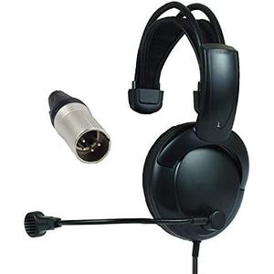 RTS Single Muff Intercom Headphones with Male XLR Four Pin Connector Installed