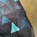 Geometric Turquoise Black Triangle Print Comforter Set -King Size, Light Black Neon Bedding Set 3 Piece in A Bag, Modern Art Bedroom Decor with 1 Comforter and 2 Pillow Cases