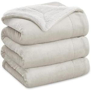 Bedsure Sherpa Fleece Blankets King Size for Bed - Thick and Warm, Soft Fuzzy Plush King Blanket for Winter, Linen, 108x90 Inches