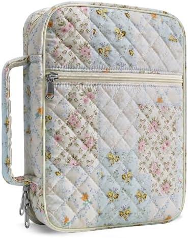 WOBAGMEN Bible Cover Case for Women,Large Bible Tote Bags Organizer Quilted Carrying Case for Girls,Bible Study Supplies Accessories Christian Gifts for Women, size 22*29*7.5cm