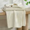 Amlie Home Premium Chenille Throw Blanket, Soft Cozy Moss Stitch Knit Blanket for Couch, Sofa, Chair, Home Decor, Cream White 50"x60"