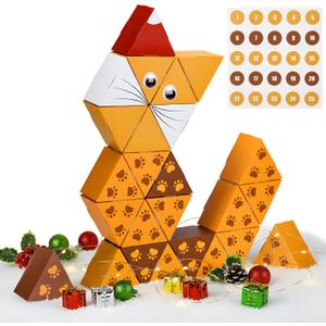 Eaasty 23 Pcs Cat Christmas Advent Calendar Gift Boxes to Fill DIY Cat Countdown Empty Calendar Gifts Kitten Lovers Christmas Boxes for Xmas Holiday Decor Winter Kitten Party Supplies(Paw)