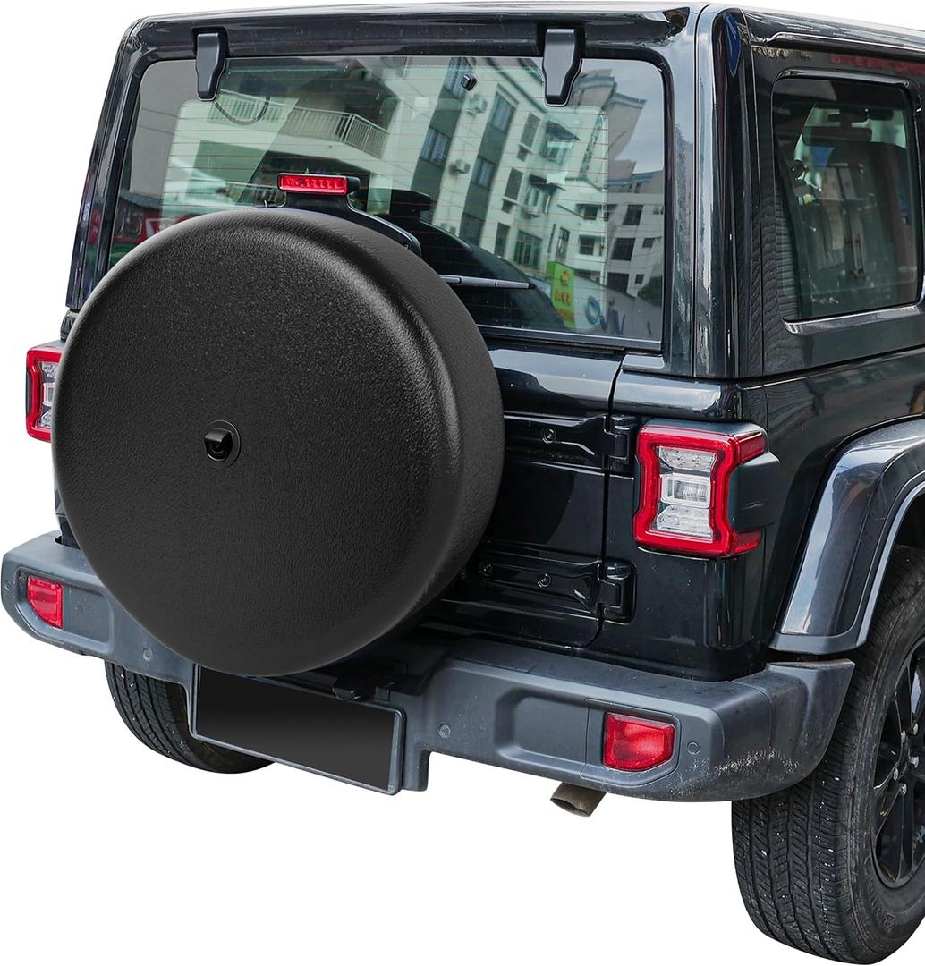 MOONET Tire Cover with Camera Hole, for Jeep Wrangler JL with Back-up Camera, Sport & Sahara (2018-2025), Fits 245/75R17, 255/75R17, 255/70R18 (Black)
