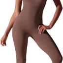 Sleek Seamless Womens Unitard Bodysuit Breathable Comfort for Yoga Fitness Running Cycling (Large, Brown)