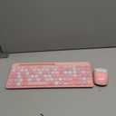 Retro Wireless Keyboard with Round Keycaps, 2.4GHz Full-Size USB Cute Wireless Keyboard Mouse for Computer, Desktop, Laptop and Computer (Pink-Colorful)