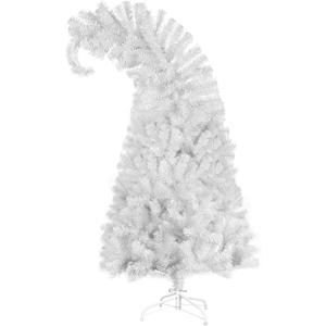 CCINEE 5ft Pop Up Bent Top White Christmas Trees,Outdoor Christmas Decorations Porch Decor Bentable Artificial Tinsel Xmas Tree Santa Hat Style for Holiday Home Apartment Office Display