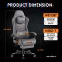 Gaming Chair,Big and Tall Gaming Chair 400lbs Office Chair with Footrest, 90-155° Recline & Removable Headrest Lumbar Support[Spring + 4D Sponge](Grey)