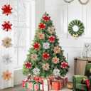 24 Pcs 6" Poinsettia Flowers for Christmas Tree Decorations with Clips and Stem, Artificial Flowers Decor for Tree Flower Decorations DIY Xmas Red Christmas Ornaments for Wreath Home Party, Champagne