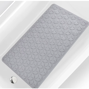 Non Slip Bathtub Mat | Real Rubber Bath Mat for Tub and Shower | Bath Mat for Daily Safety | Pet Dog Bath Mat | Soft No-Slip Bath Mat | Nonskid Bathroom Tub Mat, 16” x 28”（Gray）