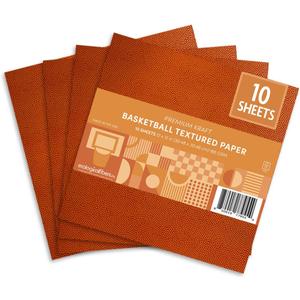 Premium Sports Textured Kraft Paper, 12" x 12" Sheets, by Ecological Fibers (Basketball, 10 Sheets)