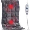 Massaging Heating Pad for Back Pain Relief, 12"x24" Weighted Heating Pads with Massager for Neck/Shoulder/Leg 2.86 Lbs Electric Heated Pad,9 Massage Modes &3 Heat Levels (Grey)