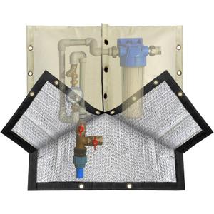 RICHIE 4-Way Opening Backflow Preventer Cover (5F) Heavy-Duty 5-Layer Insulated Enclosure, All-Weather Protection for Outdoor Pipe, Irrigation Sprinkler Valve, Well Water Pump, 14" Wx18 H Beige