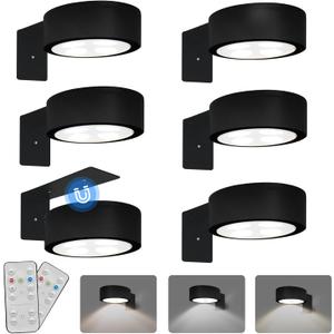 6-Pack Battery Operated Picture Light Magnetic Painting Light with 3 Lighting Modes,Remote and Dimmable Timer Art Display Light for Picture Artworking Frame Portrait,Wireless Wall Decor Puck Lights (Black)