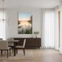 Lake Canvas Wall Art Picture: Sunset Landscape Painting Print Artwork Vertical Nature Scenery Decor for Living Room Bedroom, 36"L x 24"W