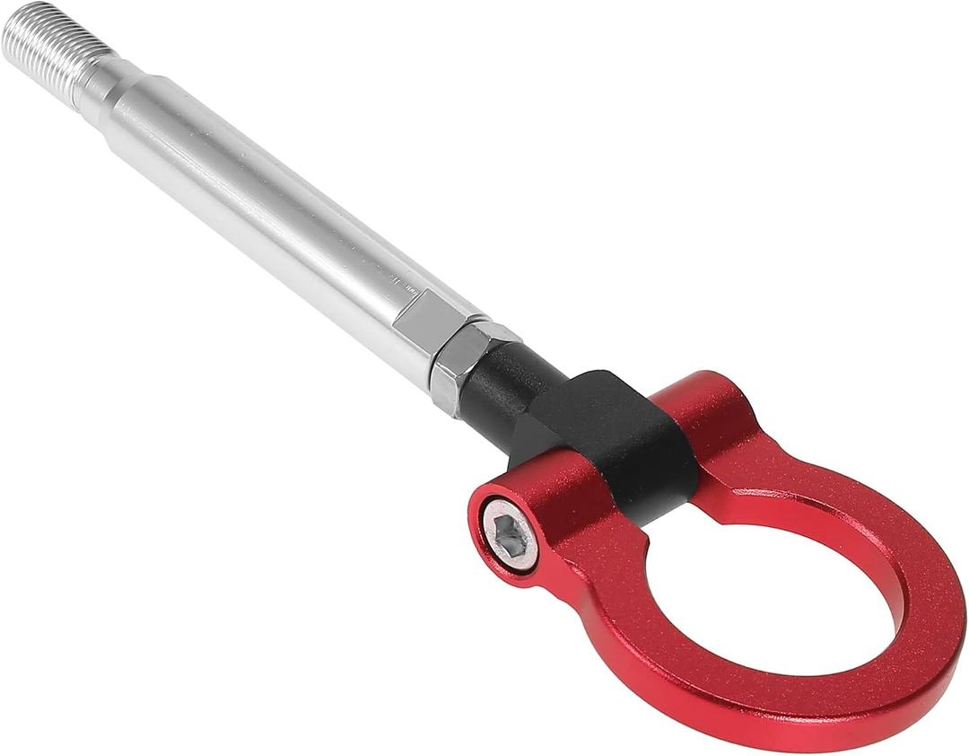 X AUTOHAUX Red Aluminum Alloy Front Bumper Trailer Ring Eye Towing Tow Hook Screw for Subaru Impreza WRX BRZ