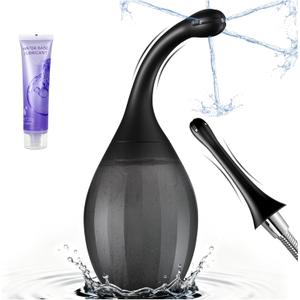 Enemas Anal Douches for Men Women - Anti Backflow Bendable Silicone Enema Bulb Kit Connectable with Shower Tube, Portable Travel Bidet Flusher Enema Douche Kit for Women Men Colon Cleanse with Lube 8.47oz