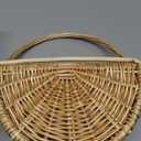 2 Pcs Wicker Flower Girl Baskets Wedding Flower Girl Baskets with Handle Half Moon Hand Woven Eggs Candy Storage Basket for Wedding Picnic Garden Storage Home Decor (Light Color)