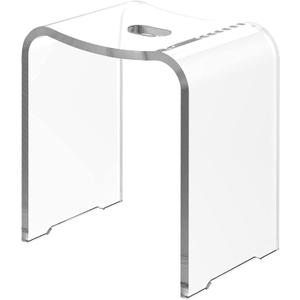 FansaFurn Acrylic Shower Stool, Modern Shower Bench with Curved Seat & Water Leaking Hole, Shower Stool for Inside Shower with Anti-Skip Feet & 300LBS Weight Capacity