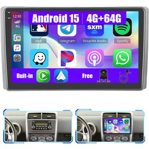 [4G+64G] Android 15 Car Radio for Honda Element 2002-2006 with Wireless Carplay/Android Auto, 10 Inch HD Touch Screen Car Stereo with GPS Bluetooth WiFi FM/RDS EQ SWC Backup Camera MIC