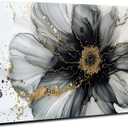 Black and White Abstract Wall Art Flower Wall Decor for Bathroom Living Room, Modern Marble Picture Canvas Prints Painting Minimalist Watercolor Fluid Textured Poster Artwork Home Decorations 12x16