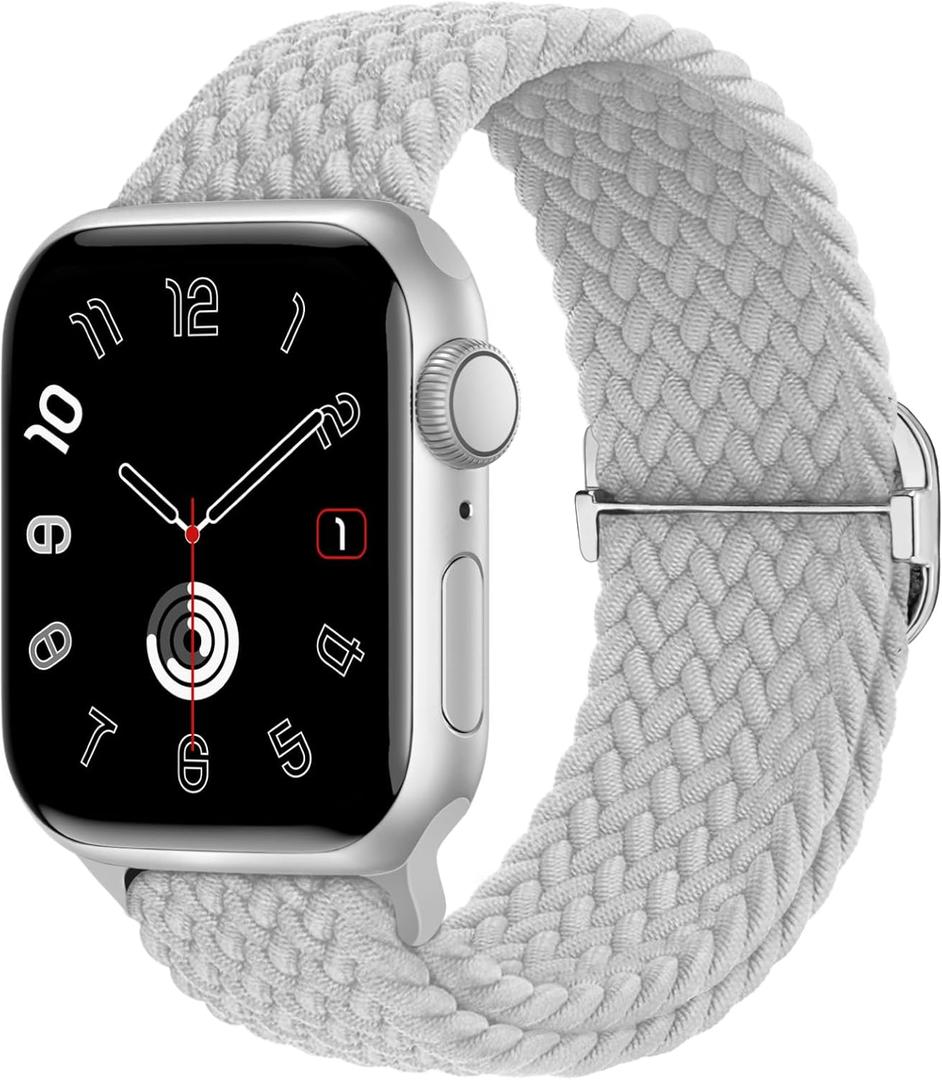 Braided Stretchy Band Compatible for Apple Watch Bands 40mm 41mm 42mm 38m 44mm 45mm 46mm 49mm Women Men, Elastic Nylon Solo Loop Sport Strap Wristband for iWatch Series 11 10 9 8 7 6 5 4 3 SE/Ultra 2