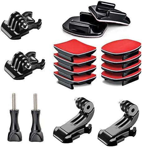 Helmet Adhesive Sticky Mounts and Buckle and Thumb Screws Accessory Kit,Compatible with GoPro Hero13 12 11 10 9 8 Max Go Pro 7 6 5 4 3 3+ 2018 Session Fusion Insta360 DJI Osmo AKASO APEMAN