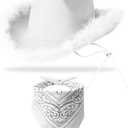 Cowboy Hat with Bandana - Feather Boa Cowgirl Hat for Women & Men,Bachelorette Party Halloween Dress-Up (Pure White)